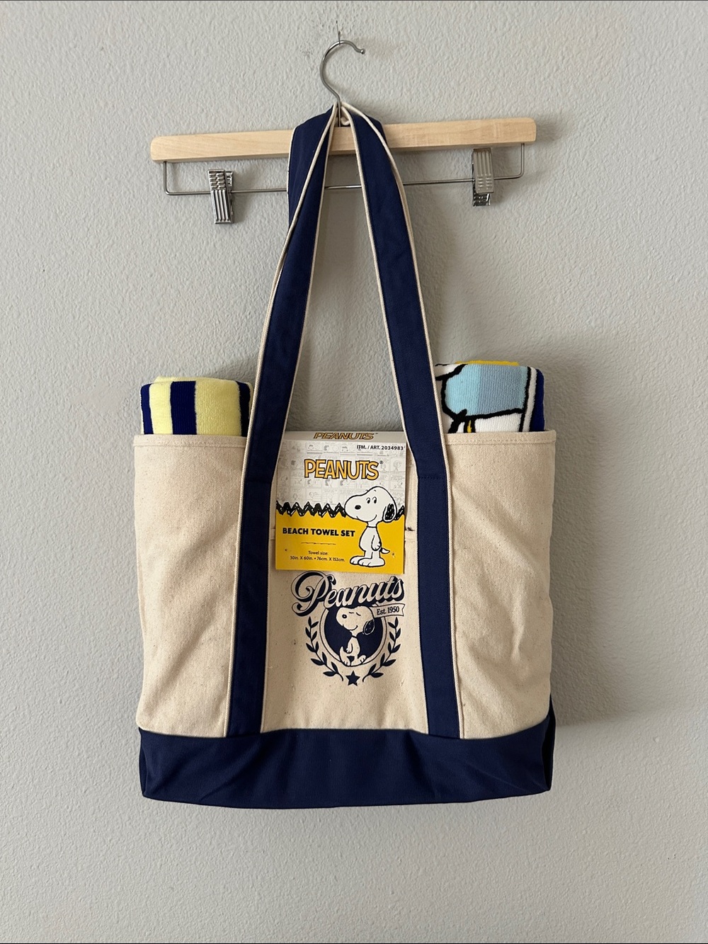 Peanuts Canvas Tote Bag beach towel set brand new